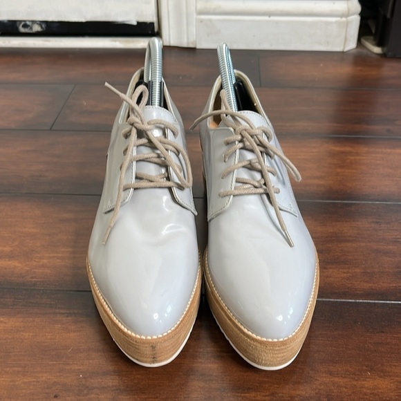 Janet Sport Patent Leather Lace Up Sneakers Shoes Wedge Chunky Platform size 3… - Picture 2 of 12